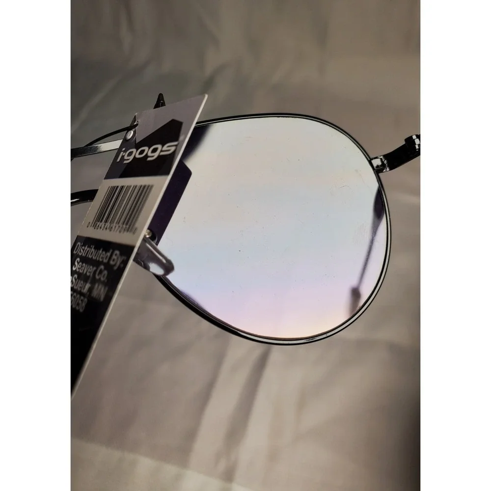 i-gogs Signature Series Aviator Sunglasses 66-615 Rainbow Mirror Black Metal NWT